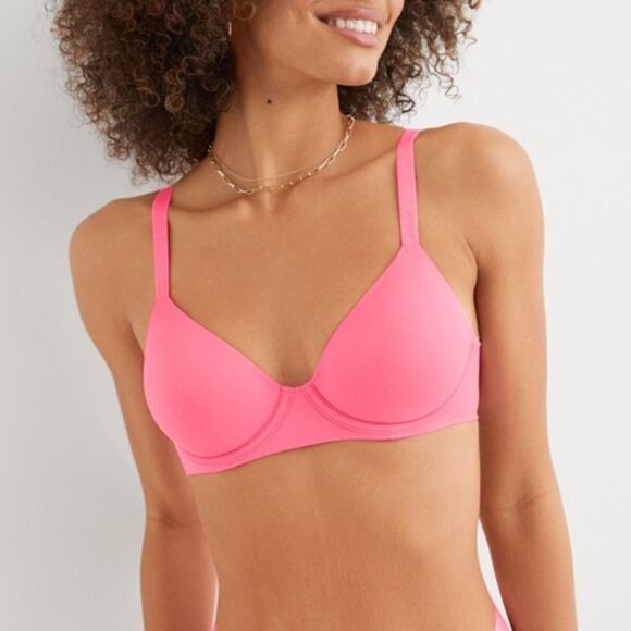 NWT Aerie 36B Smoothez Mesh Unlined Sheer Sexy Balconette Hot Pink Bra - Picture 8 of 8
